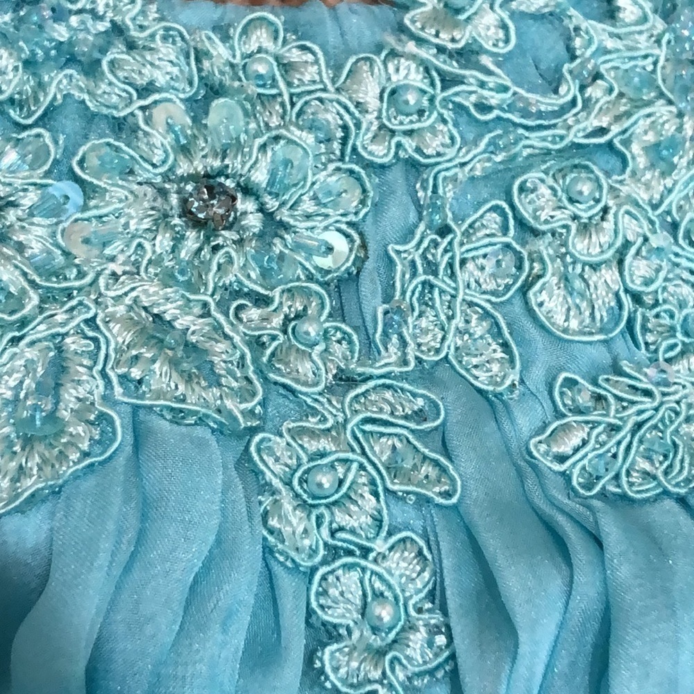 NWT Sherri Hill Dress Size 0 Pastel Blue Coral Orange Ombre Hi Low Cutout Gown - Picture 7 of 10